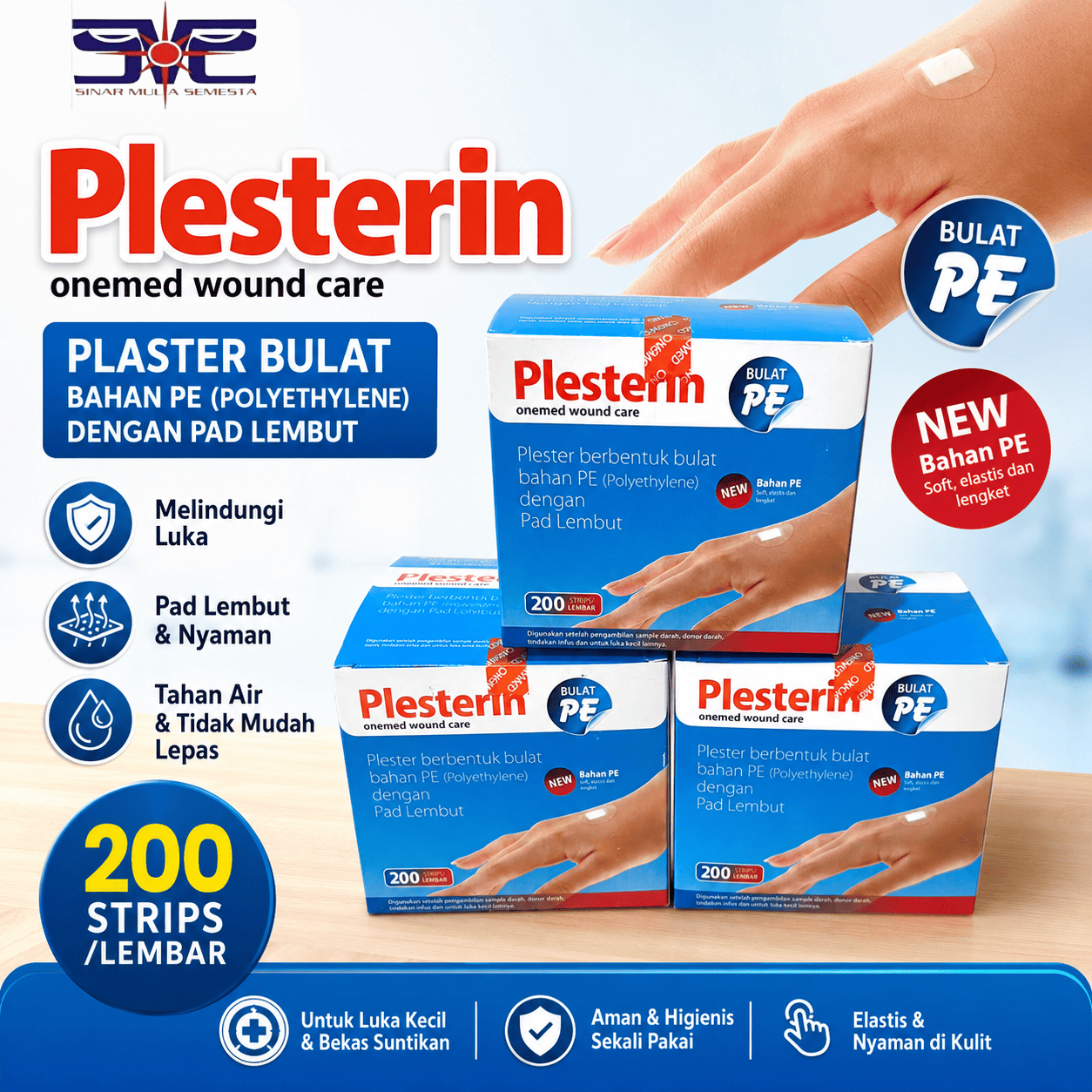 Plesterin Bulat PE OneMed Wound Care 200 Strip/Lembar