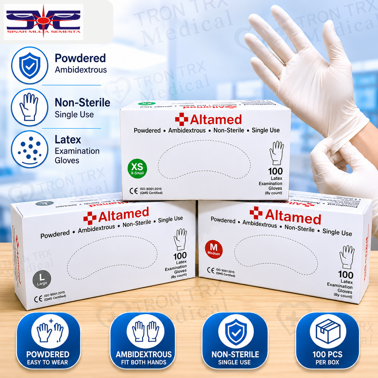 Altamed Latex Examination Gloves