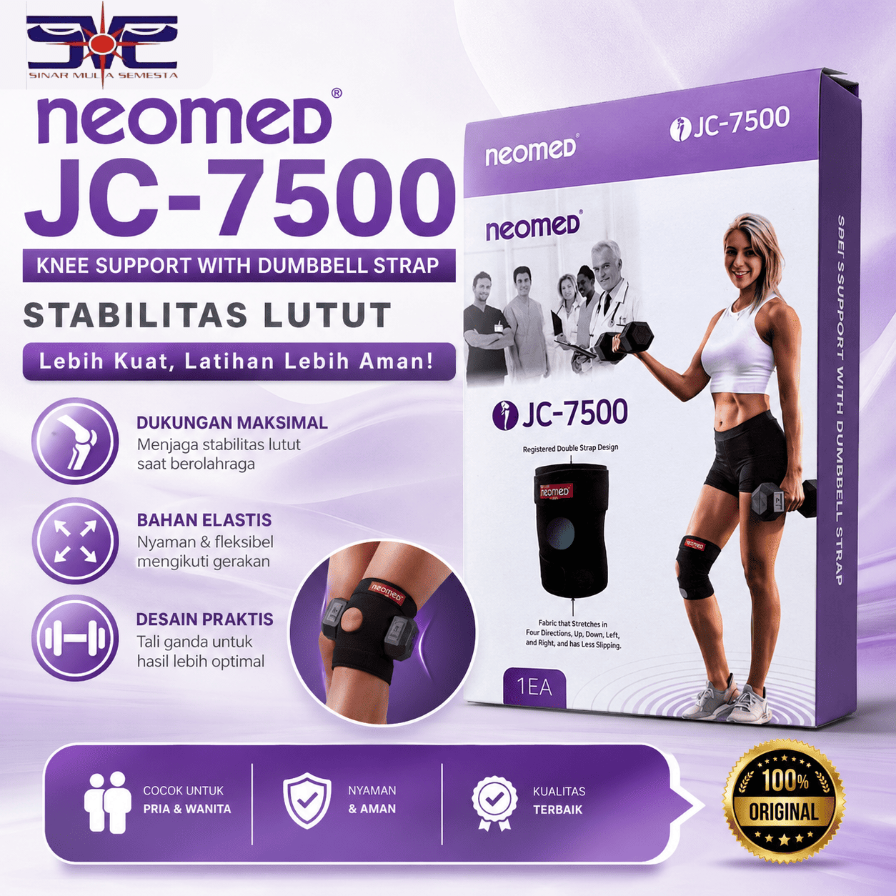 Neomed JC-7500 Knee Support dengan Dumbbell Strap